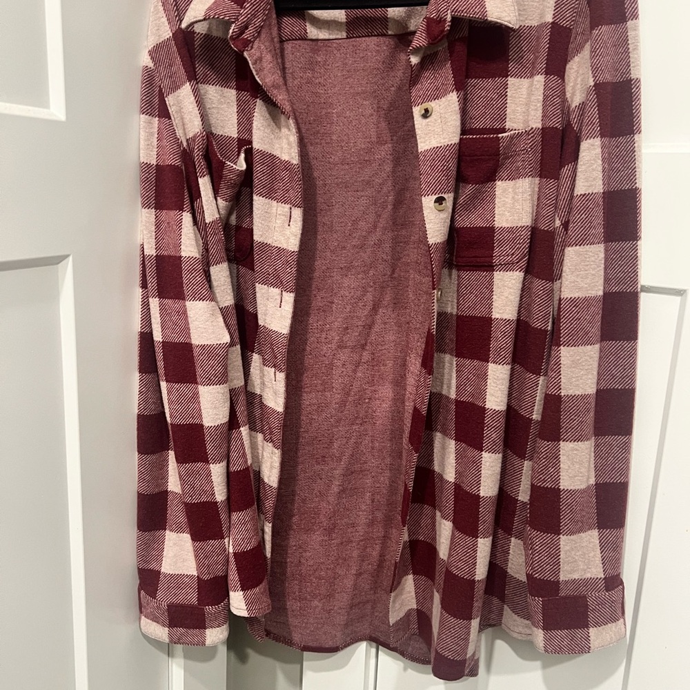 Natural Reflections Bass Pro Shop store brand Burgundy and Cream Plaid Shirtless